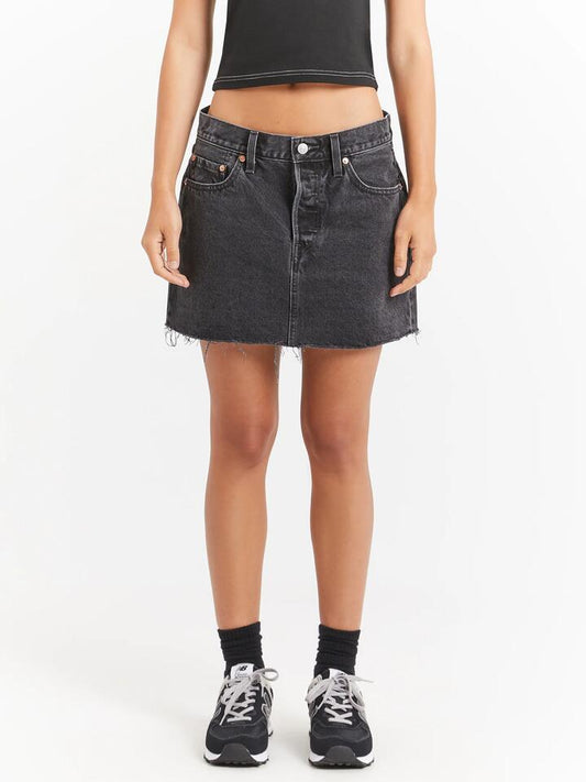 Image of a model wearing Skirts. Productname: Levis Icon Skirt in There's A Storm Coming colour by brand - Levis