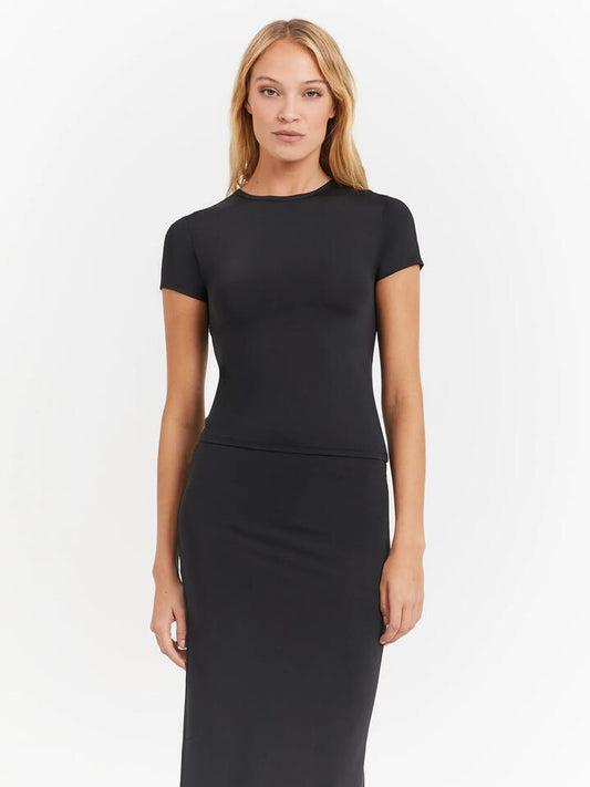 Image of a model wearing Tops. Productname: First Mse Mse Standard T-Shirt in Black colour by brand - First Mse