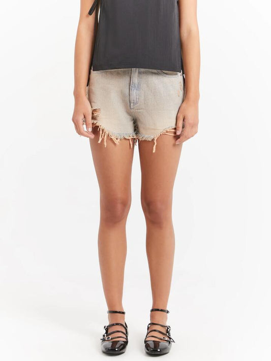 Image of a model wearing Shorts. Productname: Abrand High Relaxed Shorts in Light Vintage Blue colour by brand - Abrand