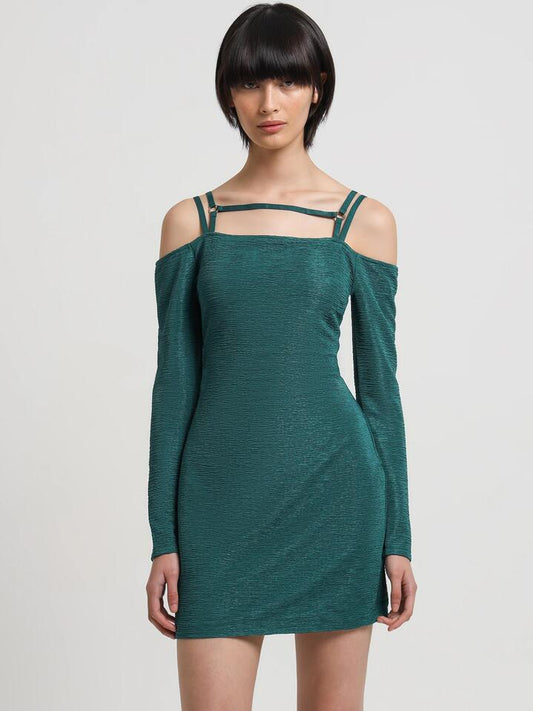 Image of a model wearing Dress. Productname: First Mse Joi Dress in Pine colour by brand - First Mse