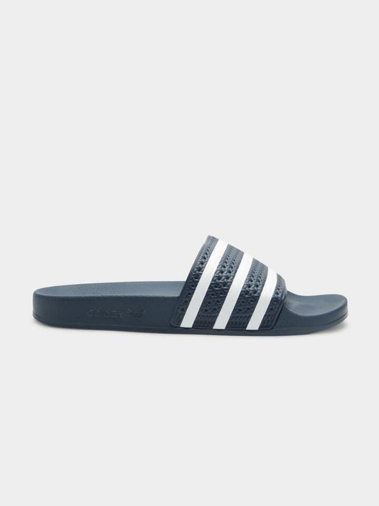 Image of Slippers. Productname: Adidas Unisex Adilette Slides in Navy/White colour by brand - Adidas