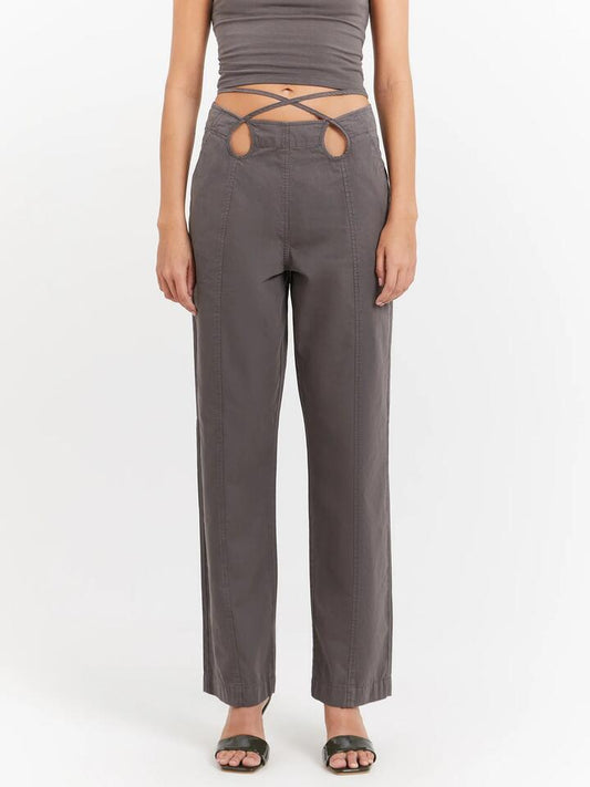 Image of a model wearing Pants. Productname: First Mse Quinton Pants in Charcoal colour by brand - First Mse