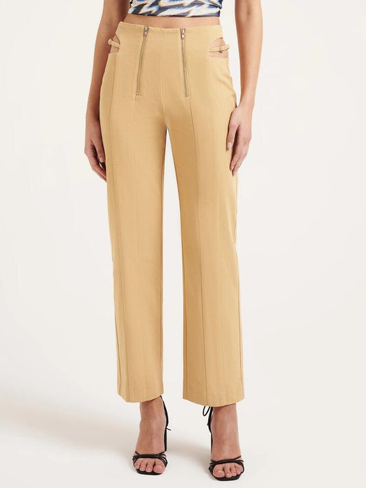 Image of a model wearing Pants. Productname: First Mse Rhea Tailored Pants in Sand colour by brand - First Mse