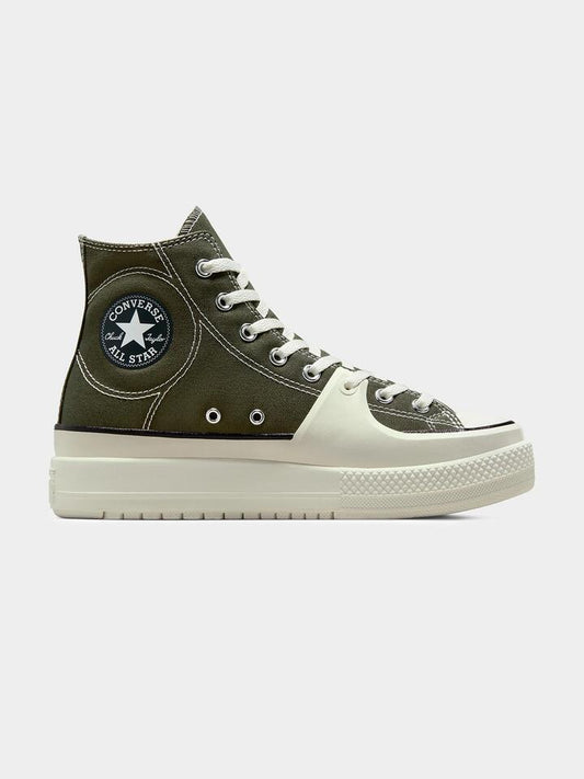 Image of Sneakers. Productname: Converse Unisex Chuck Taylor All Star Construct Deco Stitch High Top Sneakers in Cave Green/Black/White colour by brand - Converse