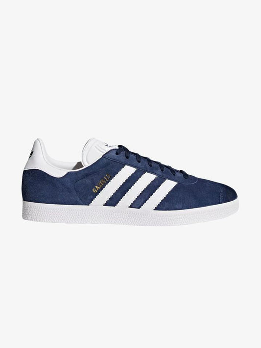 Image of Footwear. Productname: Adidas Unisex Gazelle Shoes in Collegiate Navy/White/Gold Met colour by brand - Adidas