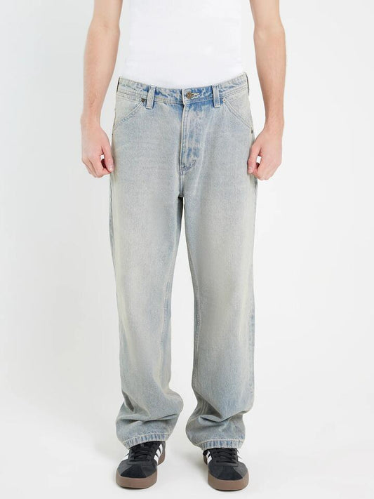 Image of a model wearing Denim. Productname: Abrand A5 Baggy Harley Jeans in Bleached Vintage Indigo colour by brand - Abrand