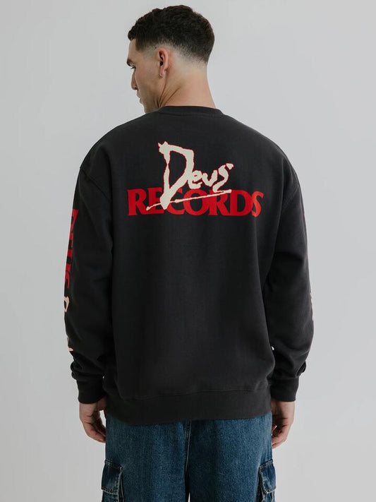 Image of a model wearing Outerwear. Productname: Deus Cold Sag Crew in Anthracite colour by brand - Deus