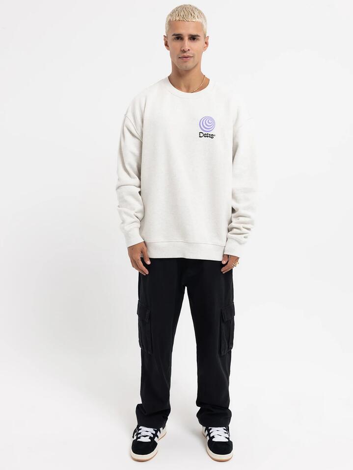 Image of a model wearing Outerwear. Productname: Deus Spiderbite Crew in Light Grey Marle colour by brand - Deus