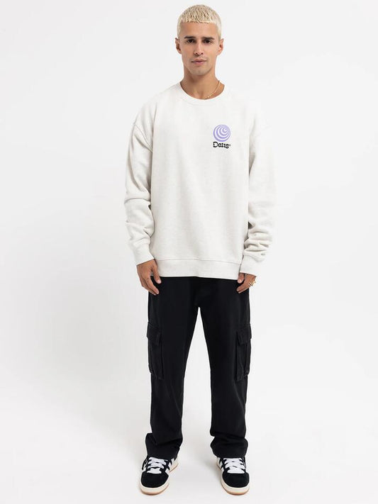 Image of a model wearing Outerwear. Productname: Deus Spiderbite Crew in Light Grey Marle colour by brand - Deus