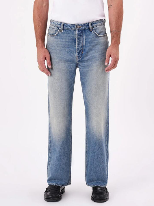 Image of a model wearing Denim. Productname: Neuw River Relaxed Elysian Jeans in Mid Indigo colour by brand - Neuw