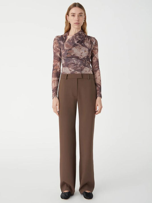 Image of a model wearing Pants. Productname: Misha Urban Hugh Pant in Chocolate colour by brand - Misha Urban