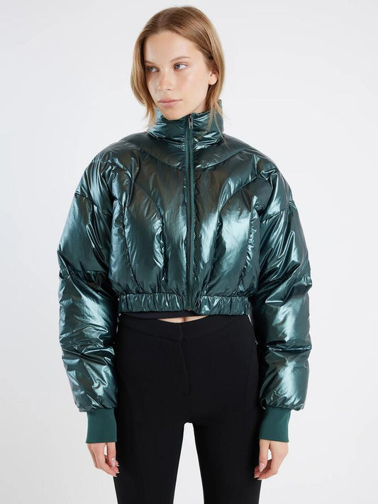 Image of a model wearing Outerwear. Productname: First Mse Zenyth Puffer Jacket in Forest colour by brand - First Mse