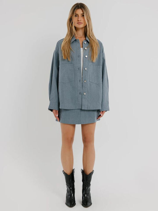 Image of a model wearing Tops. Productname: Beyond Her Hendry Shirt in Herringbone colour by brand - Beyond Her