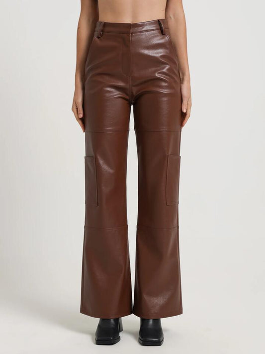 First Mse Zima Faux Leather Cargo Pants