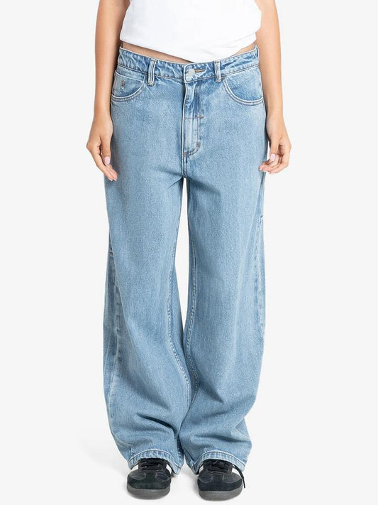 Image of a model wearing Denim. Productname: Thrills Tony Jeans in Vintage Timeworn Blue colour by brand - Thrills