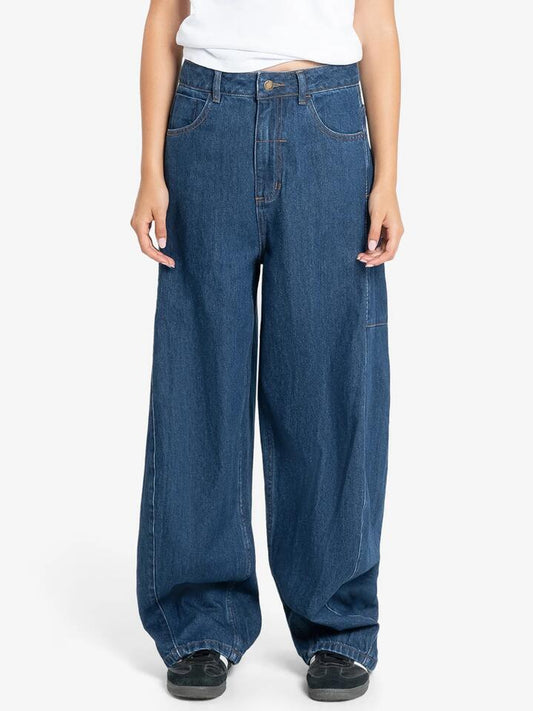 Image of a model wearing Denim. Productname: Thrills Ronnie Jeans in Double Indigo Rinse colour by brand - Thrills