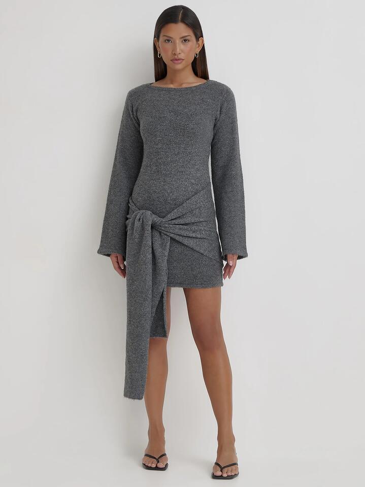Image of a model wearing Dress. Productname: 4th & Reckless Mollie Dress in Grey colour by brand - 4th & Reckless
