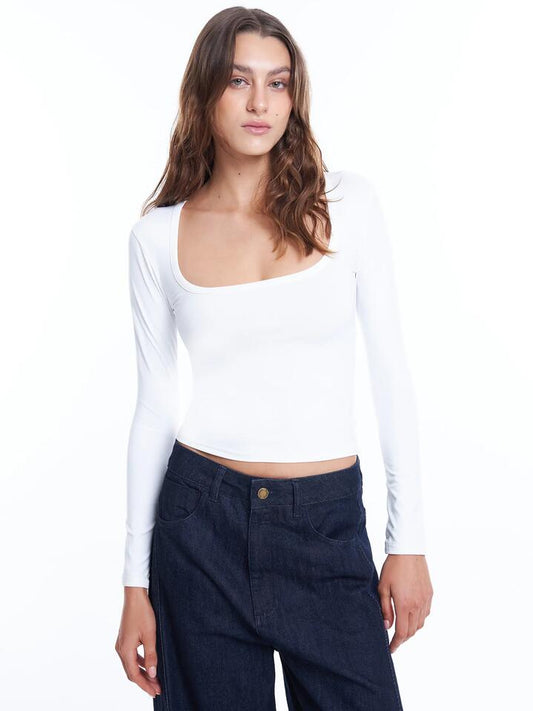Image of a model wearing Tops. Productname: Beyond Her Spencer Top in White colour by brand - Beyond Her