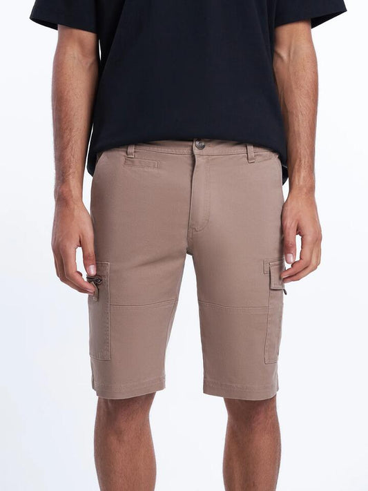 Image of a model wearing Shorts. Productname: Henleys Leon Short in Desert Sand colour by brand - Henleys