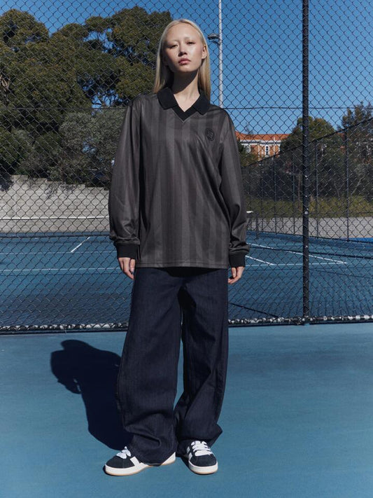 Image of a model wearing Tops. Productname: Pe Nation Home Ground Long Sleeve Top in Turkish Coffee colour by brand - Pe Nation