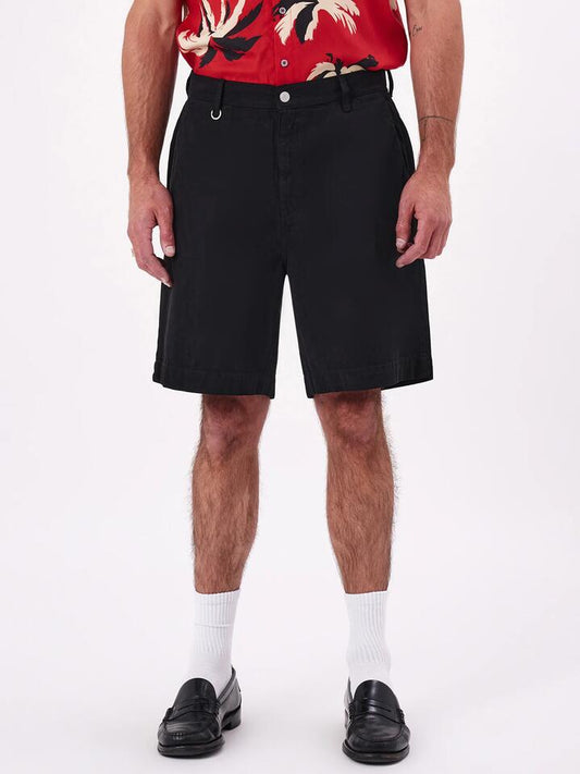Image of a model wearing Shorts. Productname: Neuw River Relaxed Short in Black colour by brand - Neuw