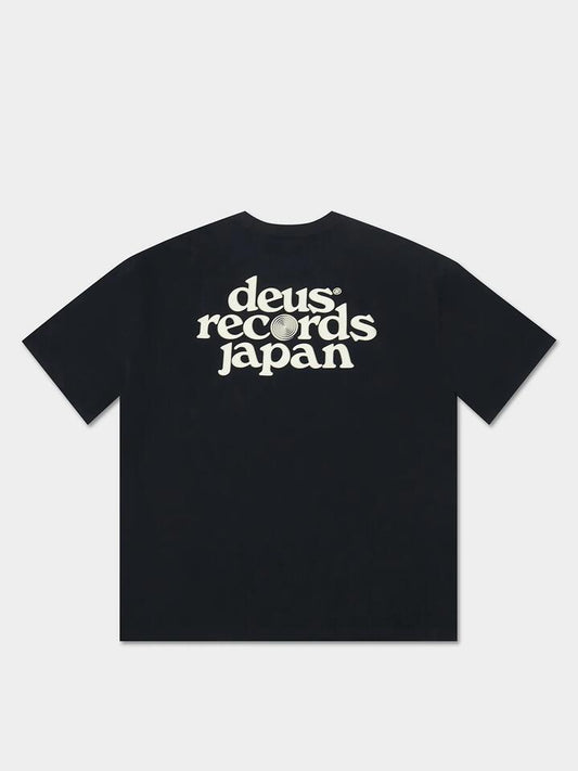 Image of a model wearing Tops. Productname: Deus Strata T-Shirt in Black colour by brand - Deus