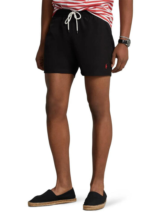 Image of a model wearing Shorts. Productname: Polo Ralph Lauren Traveler Swim Short in Black colour by brand - Polo Ralph Lauren