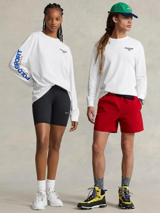 Image of a model wearing Tops. Productname: Polo Ralph Lauren Long Sleeve-T-Shirt in White colour by brand - Polo Ralph Lauren