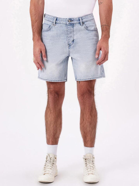 Image of a model wearing Shorts. Productname: Neuw Lou Short Echo in Mid Indigo colour by brand - Neuw