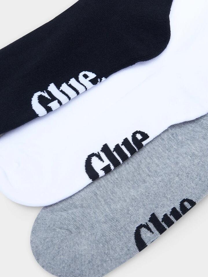 Image of Socks. Productname: Glue Socks Glue 3 Pack Multi Colour Sock Crew in White Grey Black colour by brand - Glue Socks