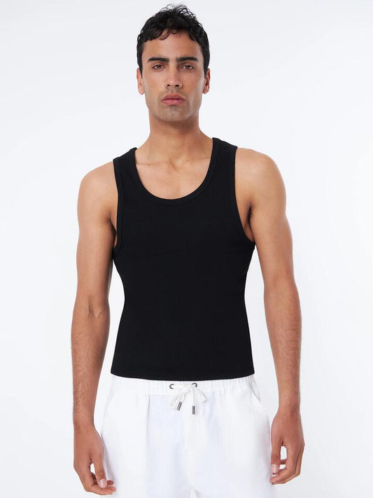 Image of a model wearing Tops. Productname: Article One Classic Singlet in Black colour by brand - Article One