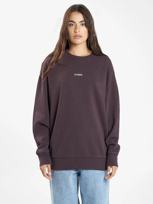 Image of Others. Productname: Thrills Minimal Thrills Slouch Crew in Deep Plum colour by brand - Thrills