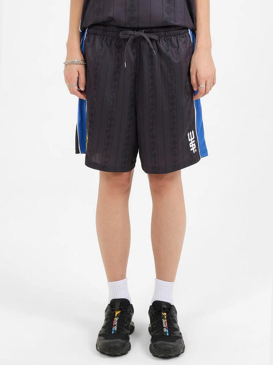 Image of a model wearing Shorts. Productname: Worship Fever Football Short in Black colour by brand - Worship