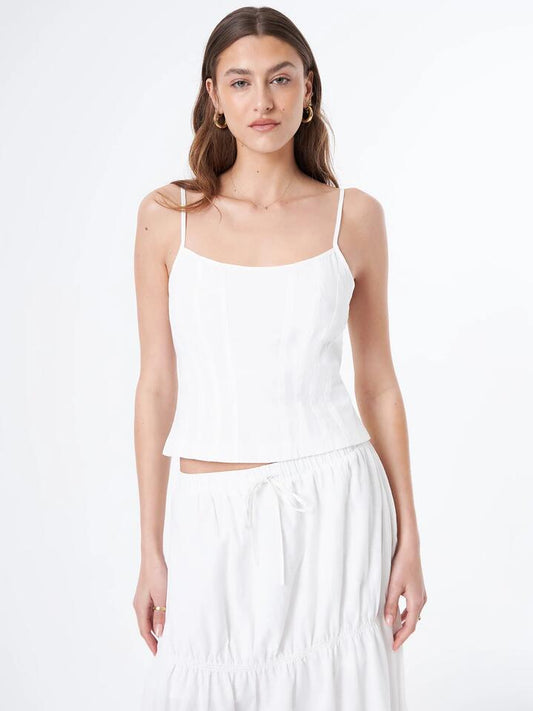 Image of a model wearing Tops. Productname: Beyond Her Dela Bodice Top in Off White colour by brand - Beyond Her