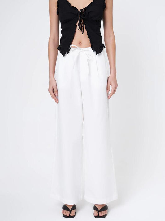Image of a model wearing Pants. Productname: Beyond Her Joni Drawstring Pant in Off White colour by brand - Beyond Her