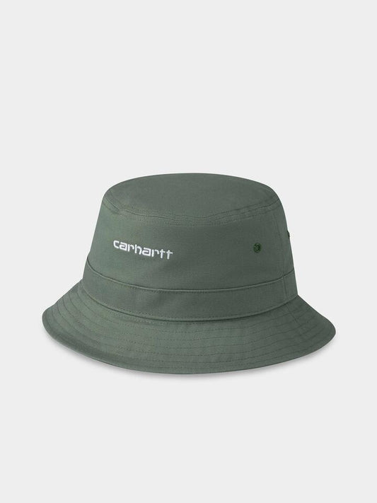 Image of Hats. Productname: Carhartt Wip Script Bucket Hat in Park/White colour by brand - Carhartt Wip