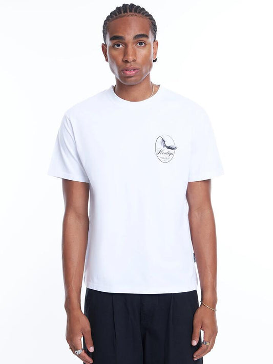 Image of a model wearing Tops. Productname: Henleys Feather Tee in White colour by brand - Henleys