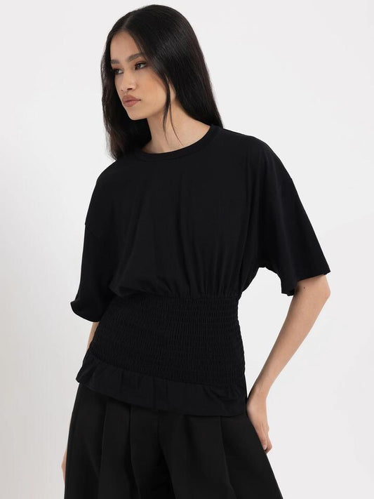 Image of a model wearing Tops. Productname: Lulu & Rose Gracie Top in Black colour by brand - Lulu & Rose