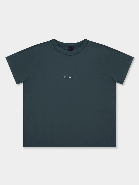 Image of a model wearing Tops. Productname: Thrills Relaxed Tee in Dark Jade colour by brand - Thrills