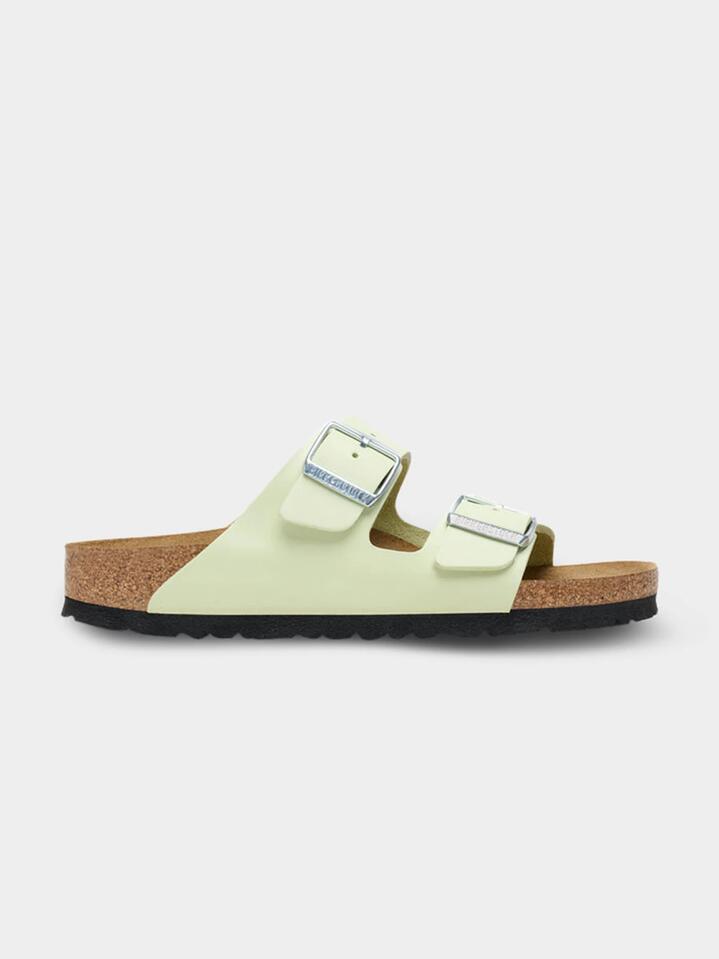 Image of Sandals. Productname: Birkenstock Arizona Faded Lime Nubuck Leather Regular in Faded Lime colour by brand - Birkenstock