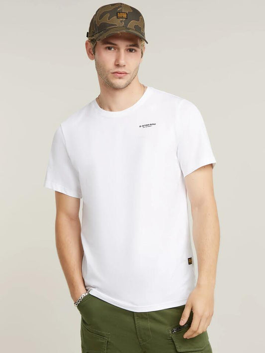 Image of a model wearing Tops. Productname: G-Star Slim Base R Tee in White colour by brand - G-Star