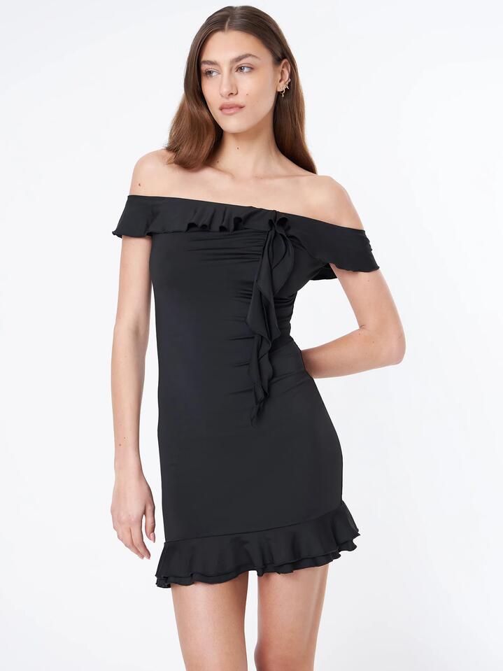 Image of Dresses. Productname: Beyond Her Halle Bardot Mini Dress in Black colour by brand - Beyond Her