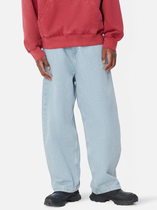 Image of a model wearing Denim. Productname: Carhartt Wip Brandon Jeans in Blue colour by brand - Carhartt Wip