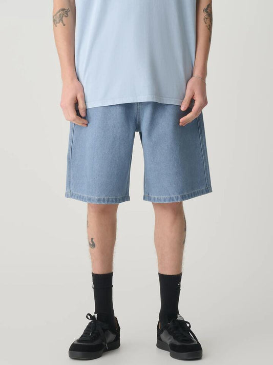 Image of a model wearing Denim. Productname: S-Double Denim Standard Short in Mid Blue colour by brand - S-Double
