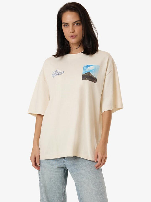 Image of a model wearing Tops. Productname: Thrills Integration Oversized Tee in Heritage White colour by brand - Thrills