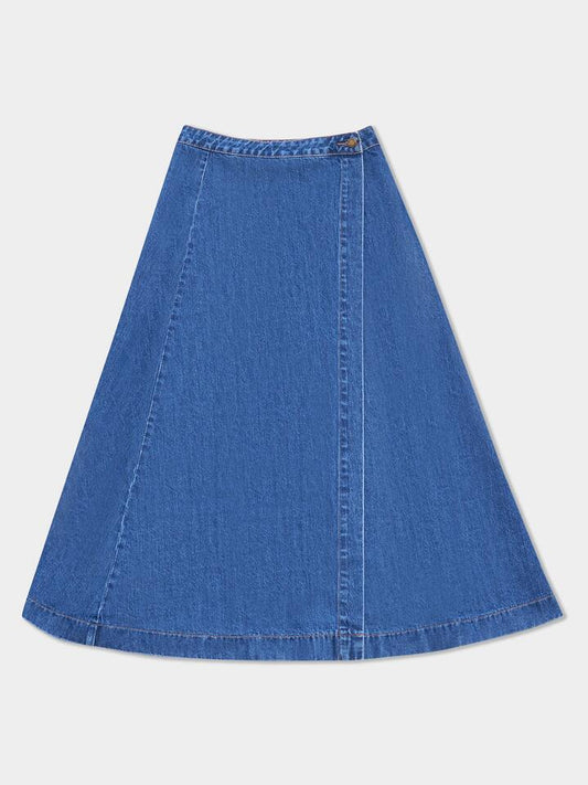 Image of a model wearing Skirts. Productname: Thrills Peyton Maxi Skirt in Rinsed Blue colour by brand - Thrills