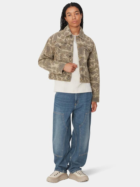 Image of a model wearing Pants. Productname: Carhartt Wip Brandon Double Knee Pant in Blue colour by brand - Carhartt Wip