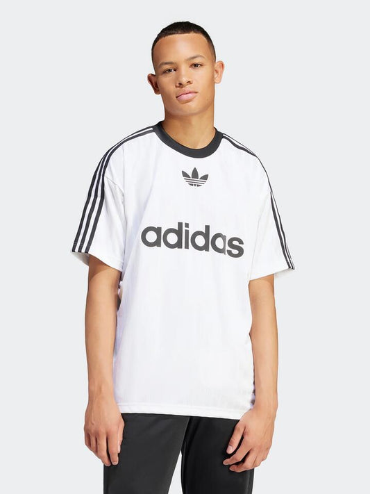 Image of a model wearing Tops. Productname: Adidas Adicolor T-Shirt in White/Black colour by brand - Adidas