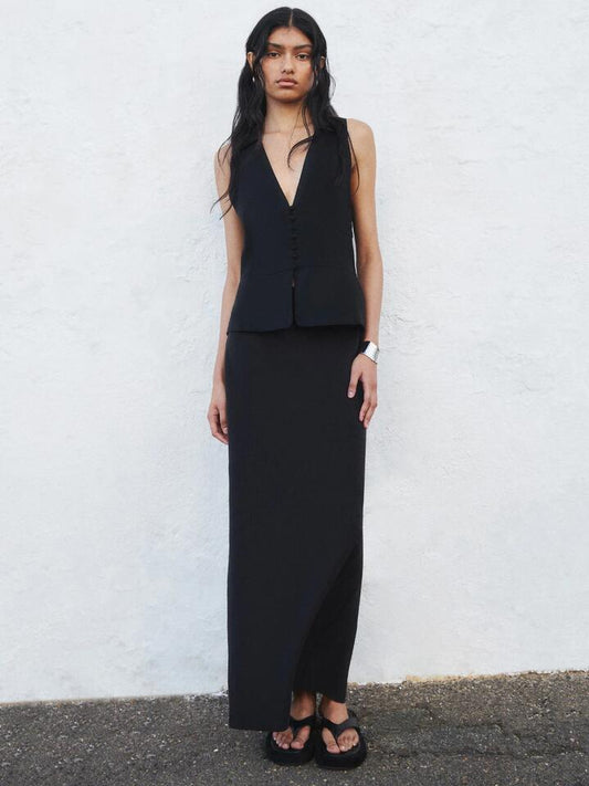 Image of a model wearing Skirts. Productname: Lulu & Rose Meg Maxi Skirt in Black colour by brand - Lulu & Rose