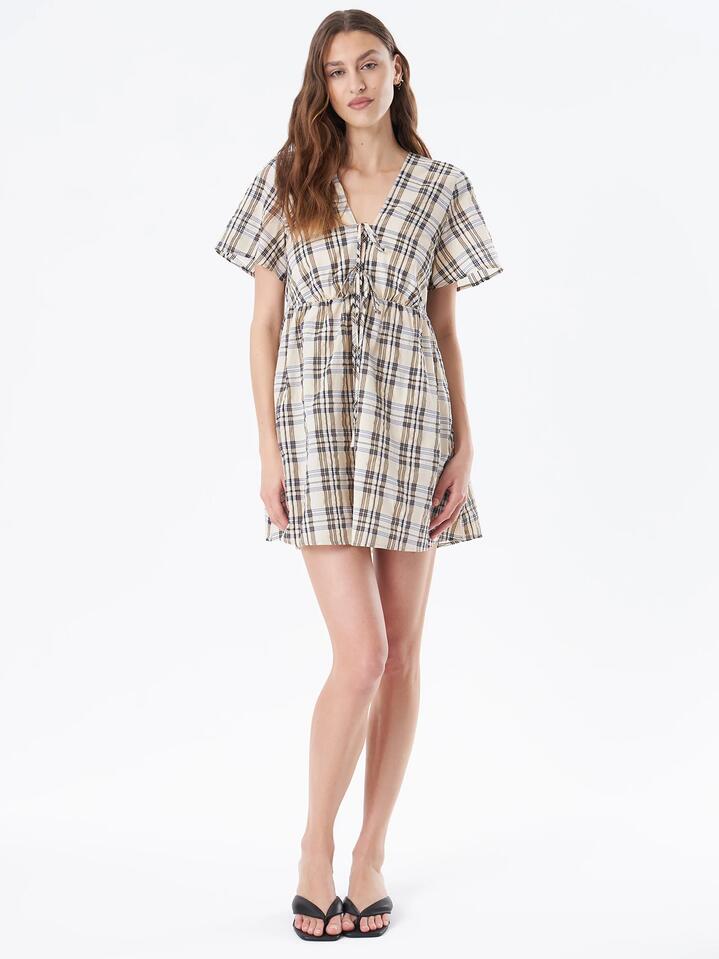 Image of Dresses. Productname: Beyond Her Kaia Smock Dress in Banana Check colour by brand - Beyond Her